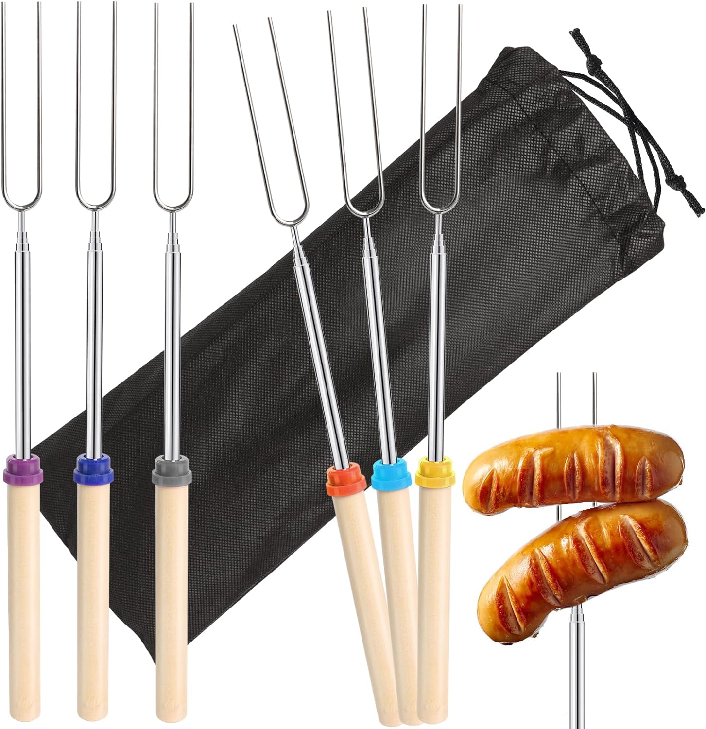 6 buah garpu barbekyu teleskop - Corn Dog Stick ulasan dan harga